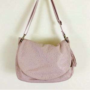 Light Pink Embossed Italian Leather Purse Handbag